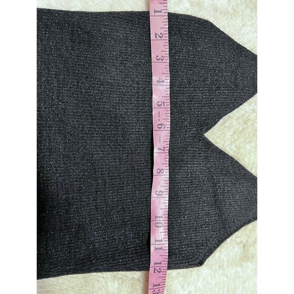 Kendall & Kylie Black Metallic Ribbed Knit V-Neck Camisole Top M - Picture 4 of 5